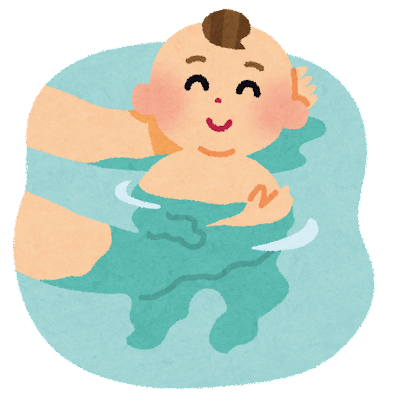 沐浴をする赤ちゃんのイラスト