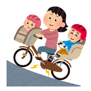 子どもを乗せて自転車を運転するは母親